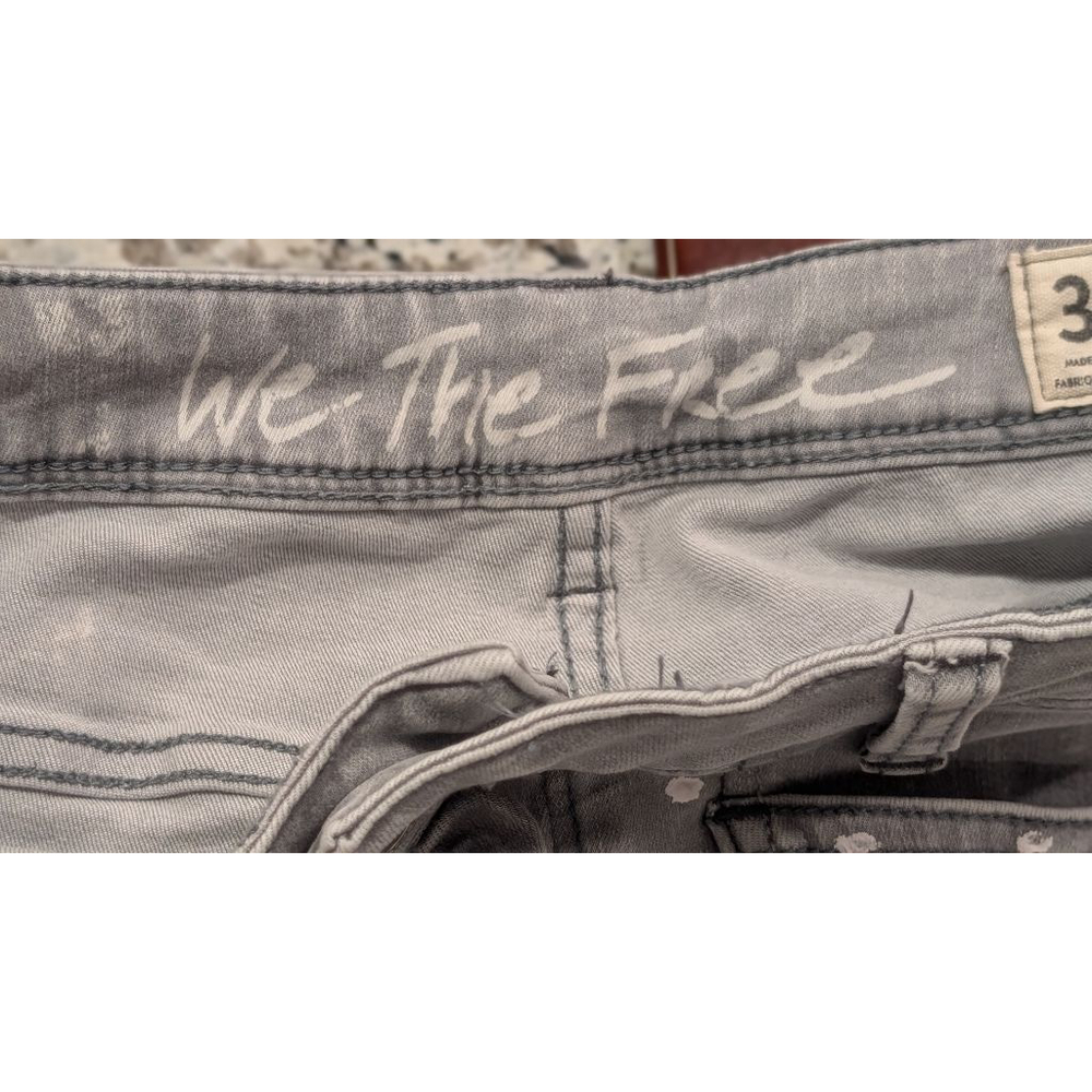 Women's We The Free Gray Distressed Skinny Jeans with Paint Splatter, Size 31 - Picture 8 of 11